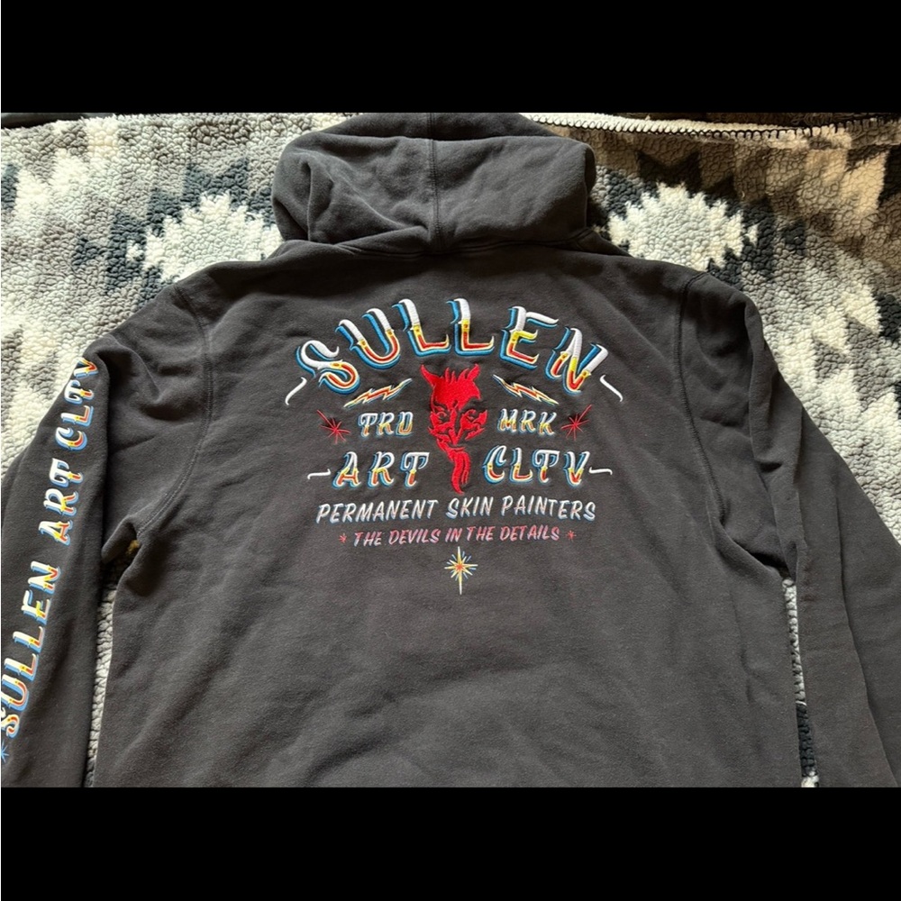 Sullen Art Collective Black Embroidered Devil Logo Hoodie